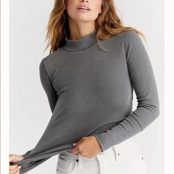 Free people the rickie top ribbed turtleneck small - Picture 1 of 10